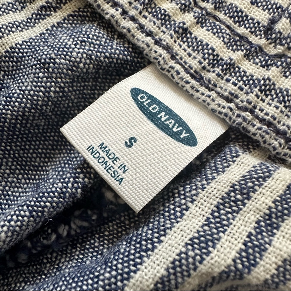 Old Navy Wide Leg Blue White Striped Linen Pants NWT Stretch Waist Size … - Picture 11 of 16